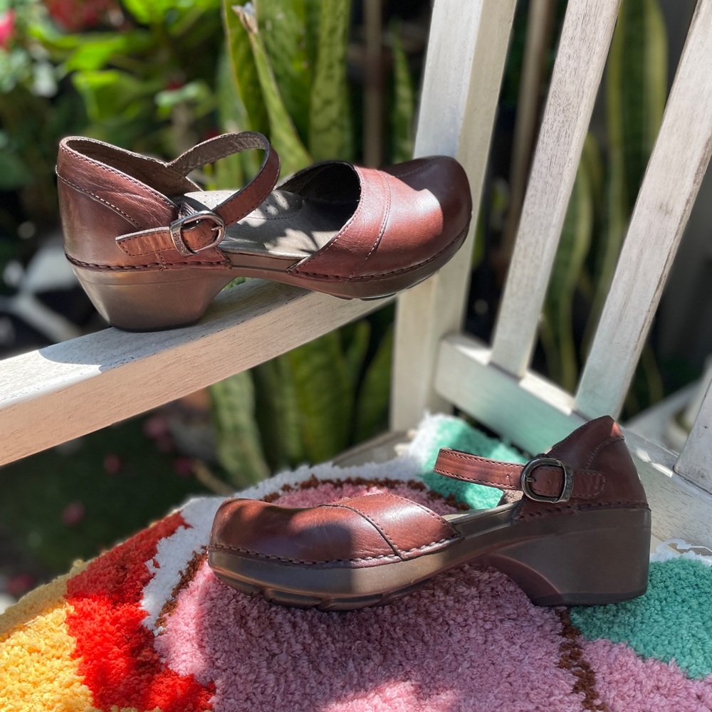 Brown Dansko Mary Jane Clogs